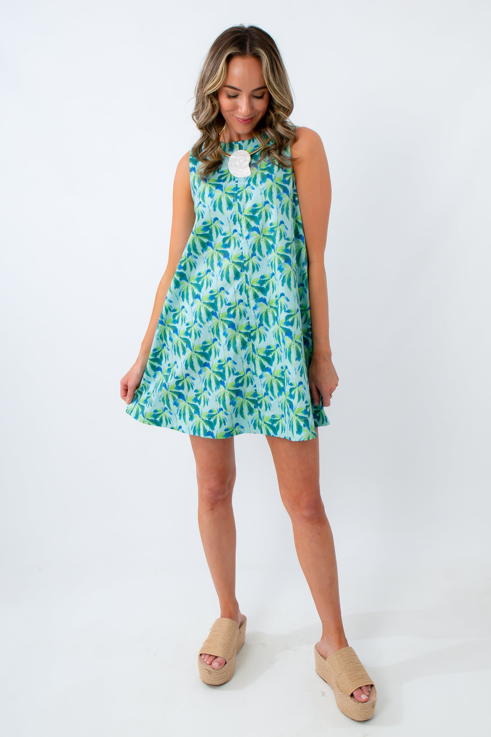 palm tree pattern mini dress