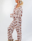 Side view of Show Me Your Mumu Country Horses Jersey Classic PJ Set showcasing soft jersey fabric and relaxed pajama fit with western horse pattern.