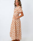 Floral maxi dress with side pockets, floral maxi dress with button detailing and puff sleeves, maxi dress with puff sleeves