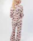 Back view of Show Me Your Mumu Country Horses Jersey Classic PJ Set highlighting full-length pants and western-themed horse print on soft jersey fabric.