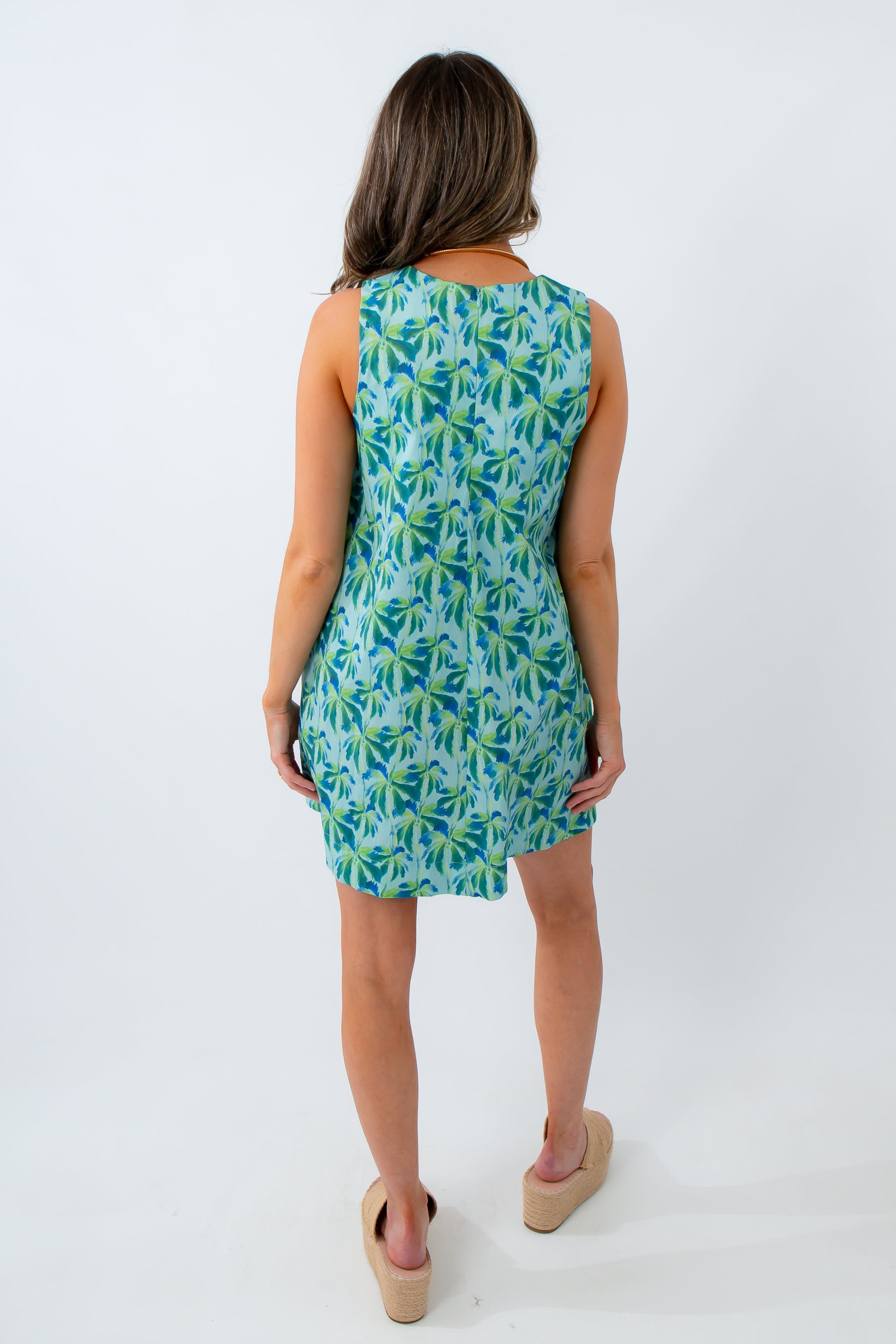 Pretty Palm Printed Mini Dress | Vibrant Blue & Green Palm Tree Print L. Mae Boutique Pretty Palm Printed Mini Dress | Vibrant Blue & Green Palm Tree Print L. Mae Boutique