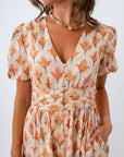 Maxi dress with pockets, pastel colored maxi dress with puff sleeves