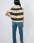 Birdie Green Stripe Polo Top back view