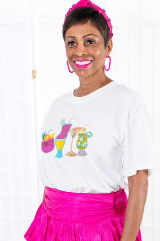 Queen of Vacation Sequin Tropical Drink Tee-WHY Dress-L. Mae Boutique