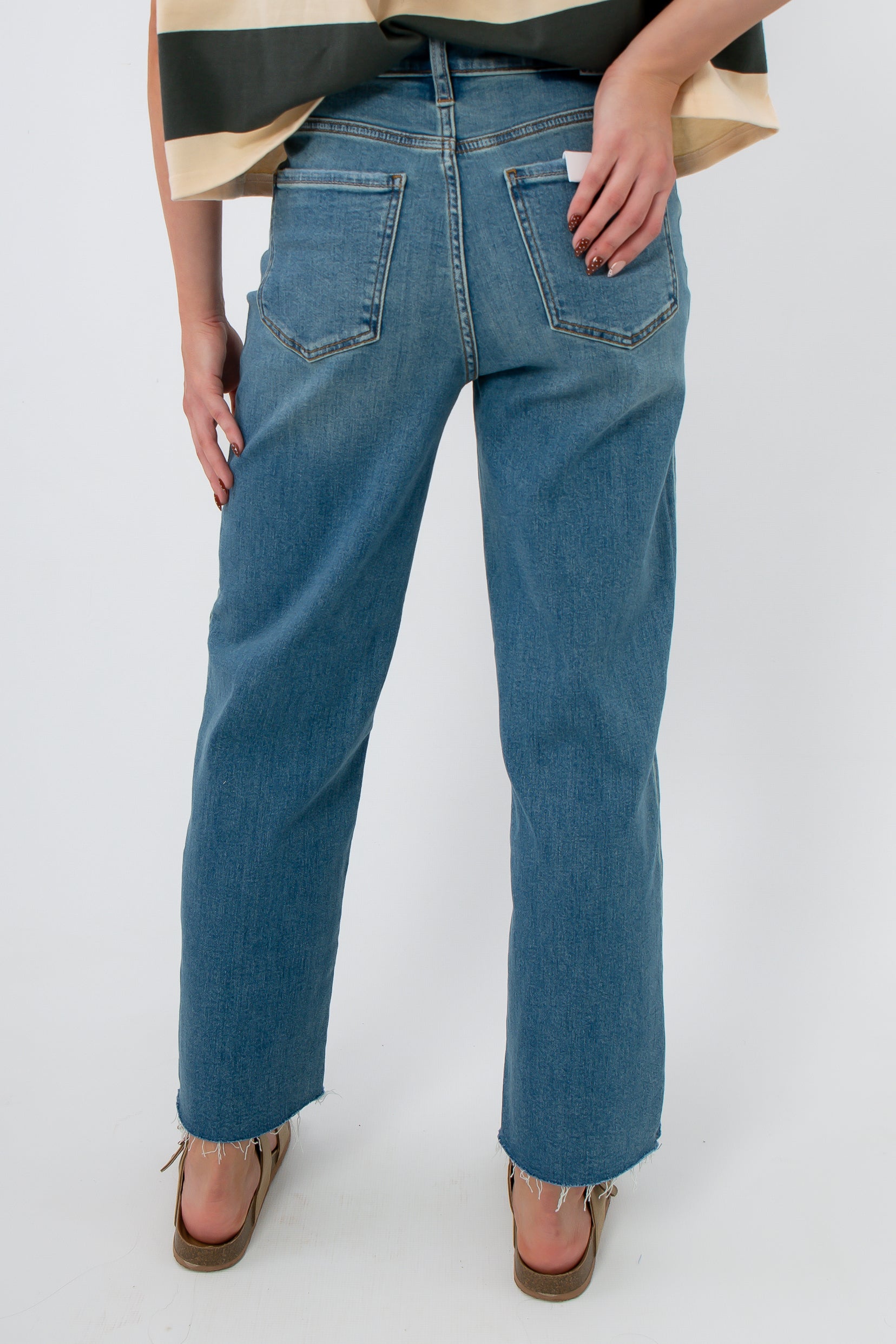 Daze Vibe Check Pleaser High Rise Wide Ankle Jean back view