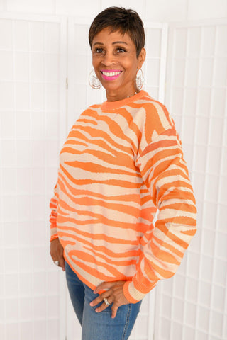 Dash of Wild Orange Ombre Tiger Stripe Sweater-The Tellier-L. Mae Boutique