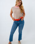 On The Daily Medium Denim High Rise Crop Flare