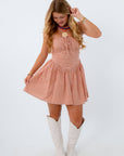 Hillside Orange Gingham Smocked Mini Dress