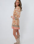 Clyvedon Cream Floral Patterned Mini Dress