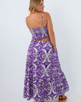 Smocked back crop top, crop top with adjustable straps, purple and white crop top