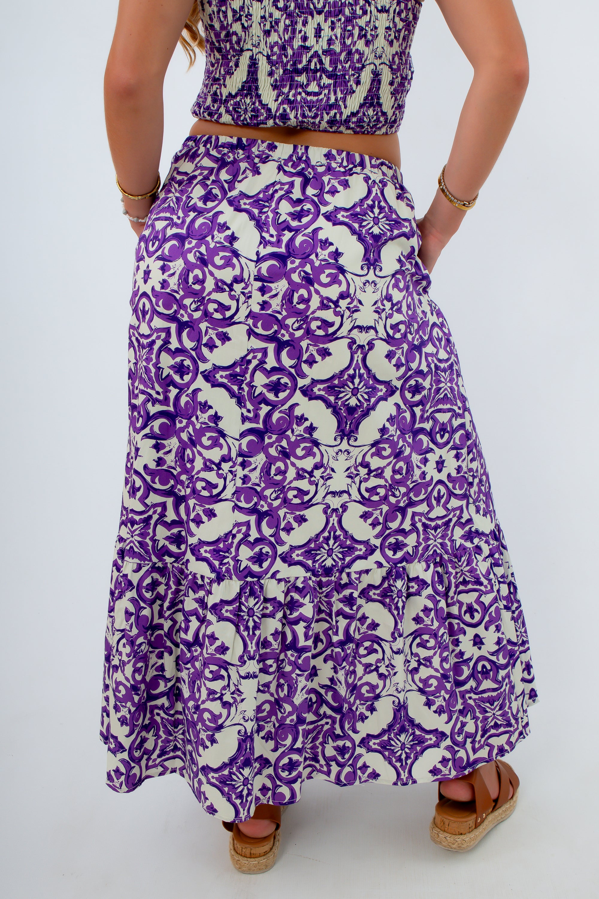 Gameday purple skirt, Gameday purple and white skirt, patterned skirt set