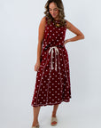 USC game day outfit for girls, burgundy and white matching set, burgundy polka dot set