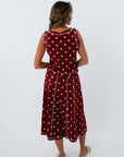 Burgundy and white polka dot two piece, burgundy two piece set, USC game day outfit, polka dot set