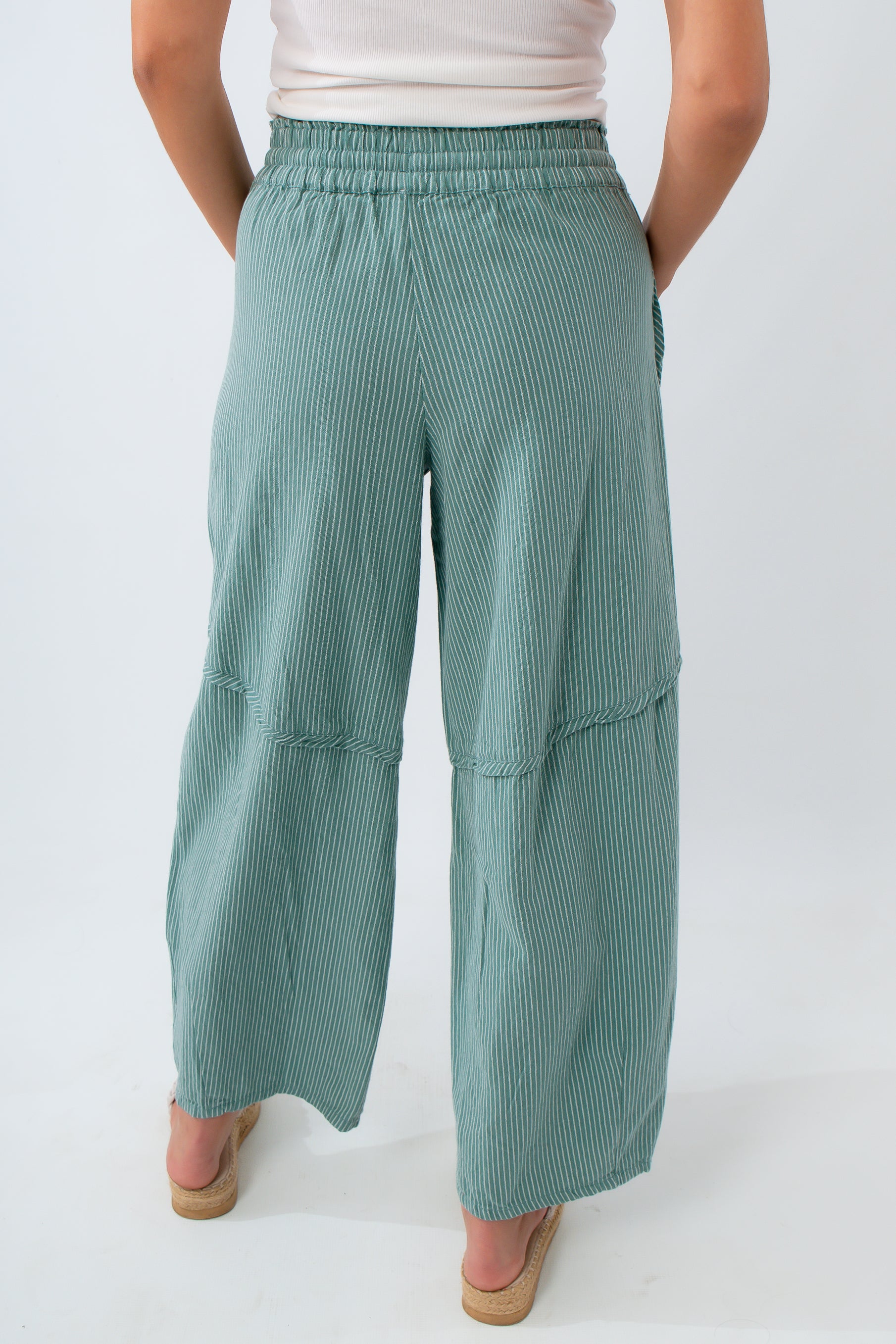Free People Blue Trellis Stripe Something Good Pant