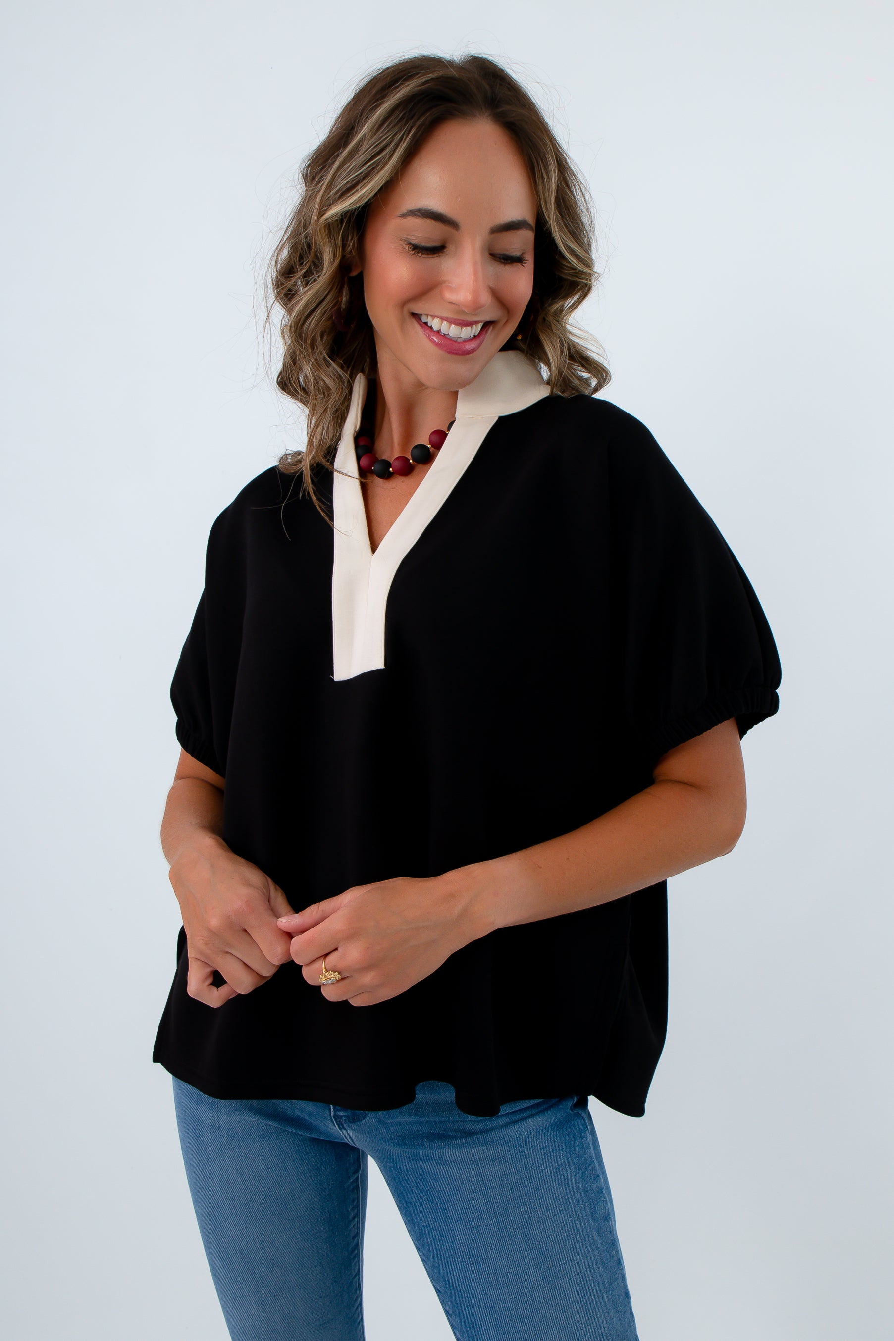 Capsule Black Contrast Trim Top