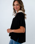Fall workwear for women, comfy workwear for women, black blouses for work, black and cream top