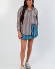 Z Supply Sandalwood Seaport Striped Poplin Button Up