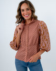 Tawny Mocha Button Front Peplum Blouse