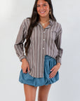 Z Supply Sandalwood Seaport Striped Poplin Button Up