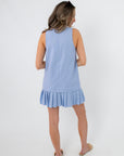 Reese Cornflower Blue Pleat Hem Mini Dress