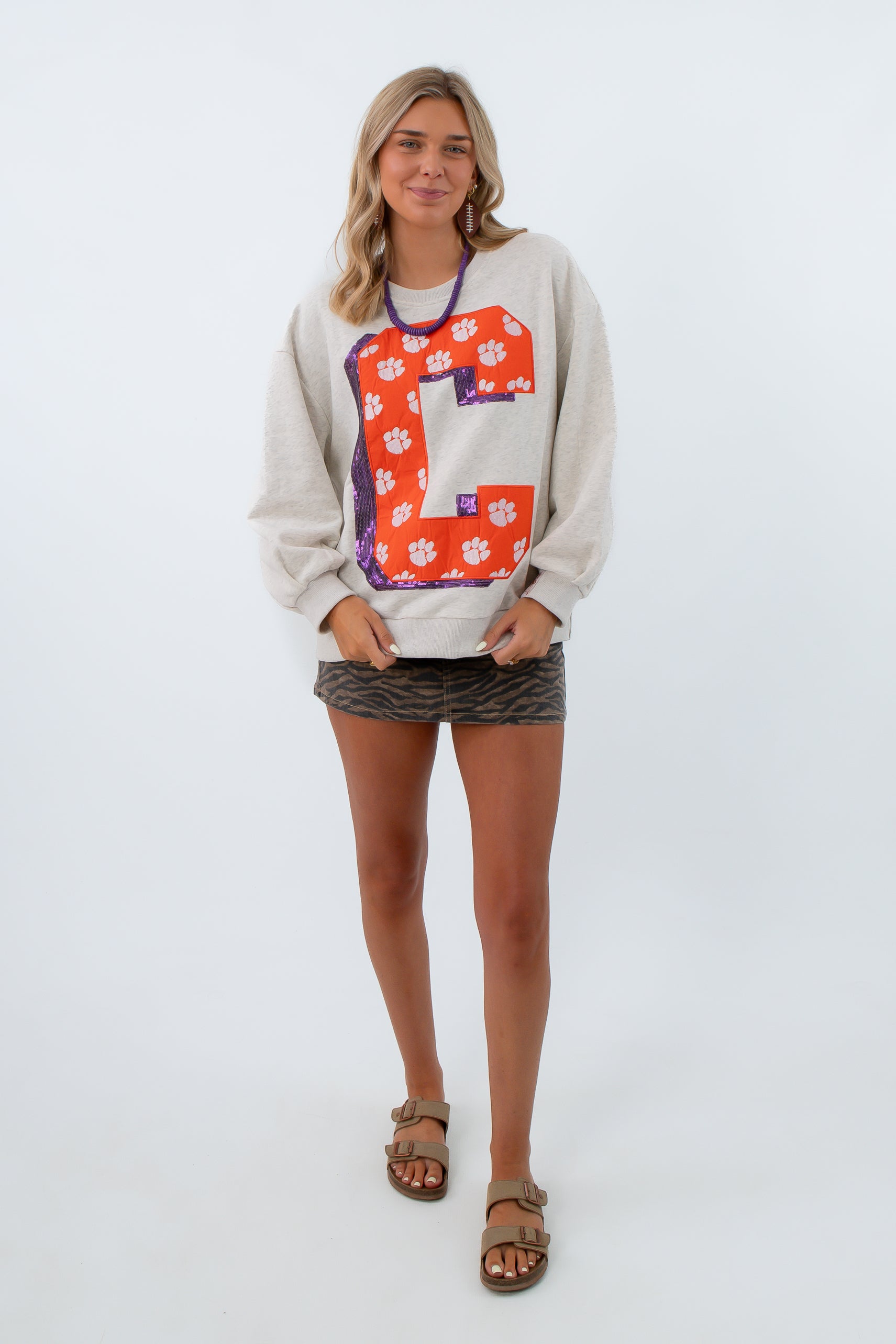 Queen of Sparkles purple and orange sweatshirt, Queen of Sparkles clemson oversized sweatshirt