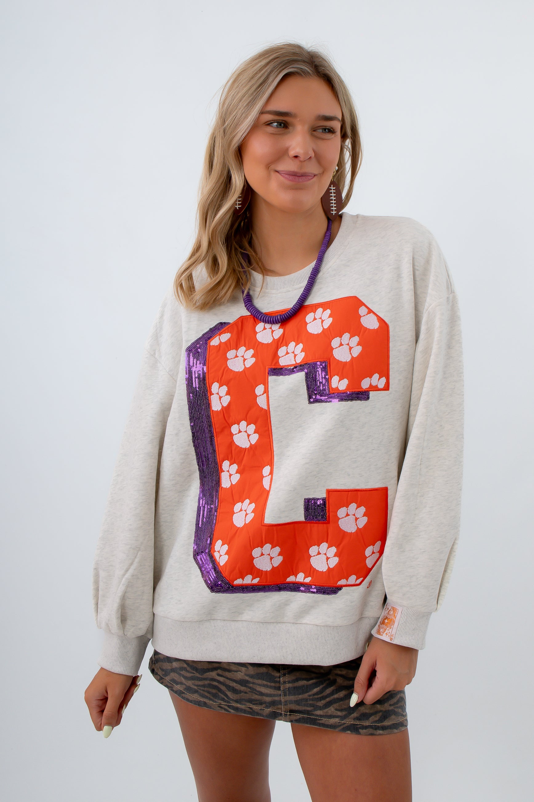 Queen of Sparkles Licensed Clemson Oversized Sweatshirt