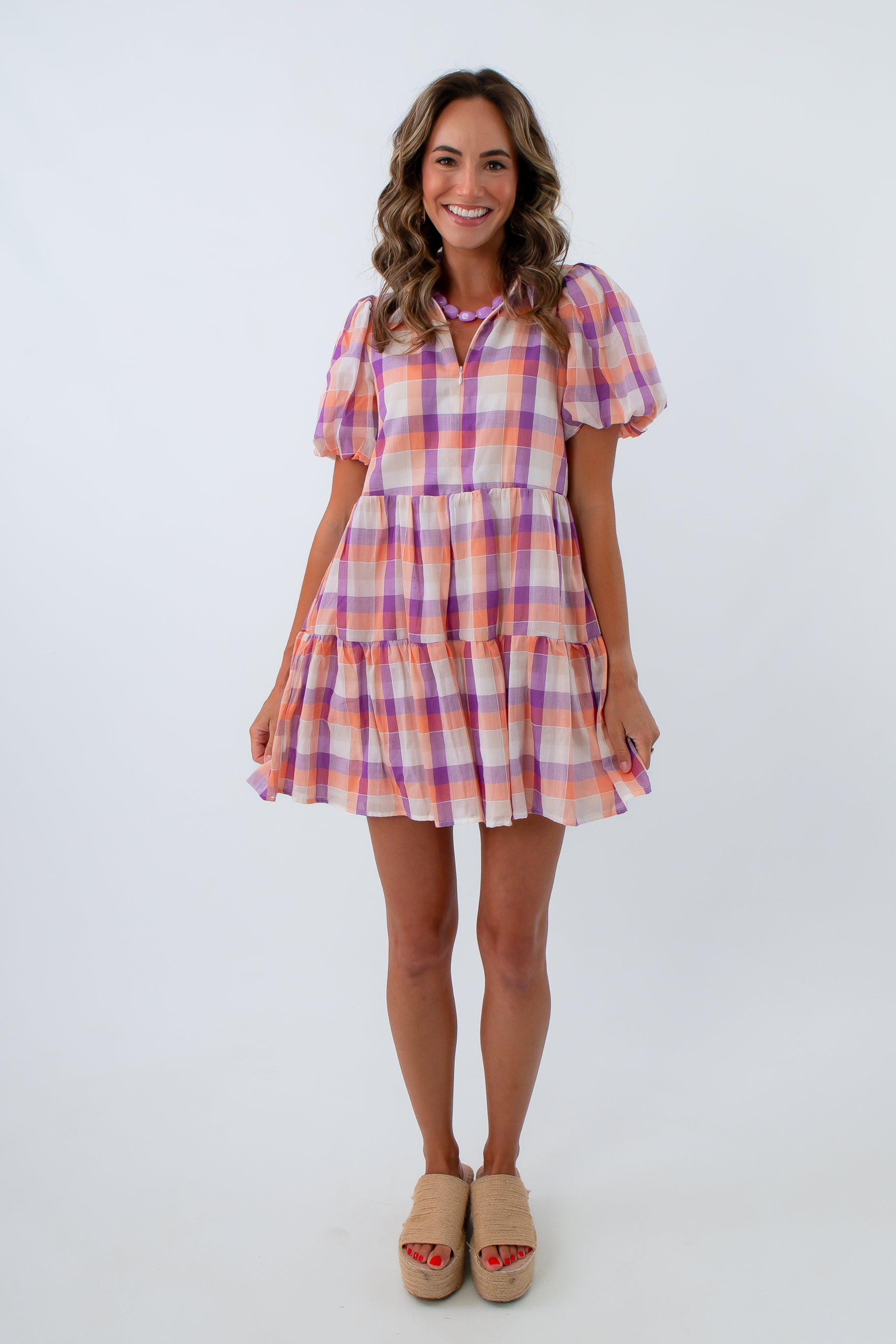 Esso Orange and Purple Plaid Mini Dress clemson gameday