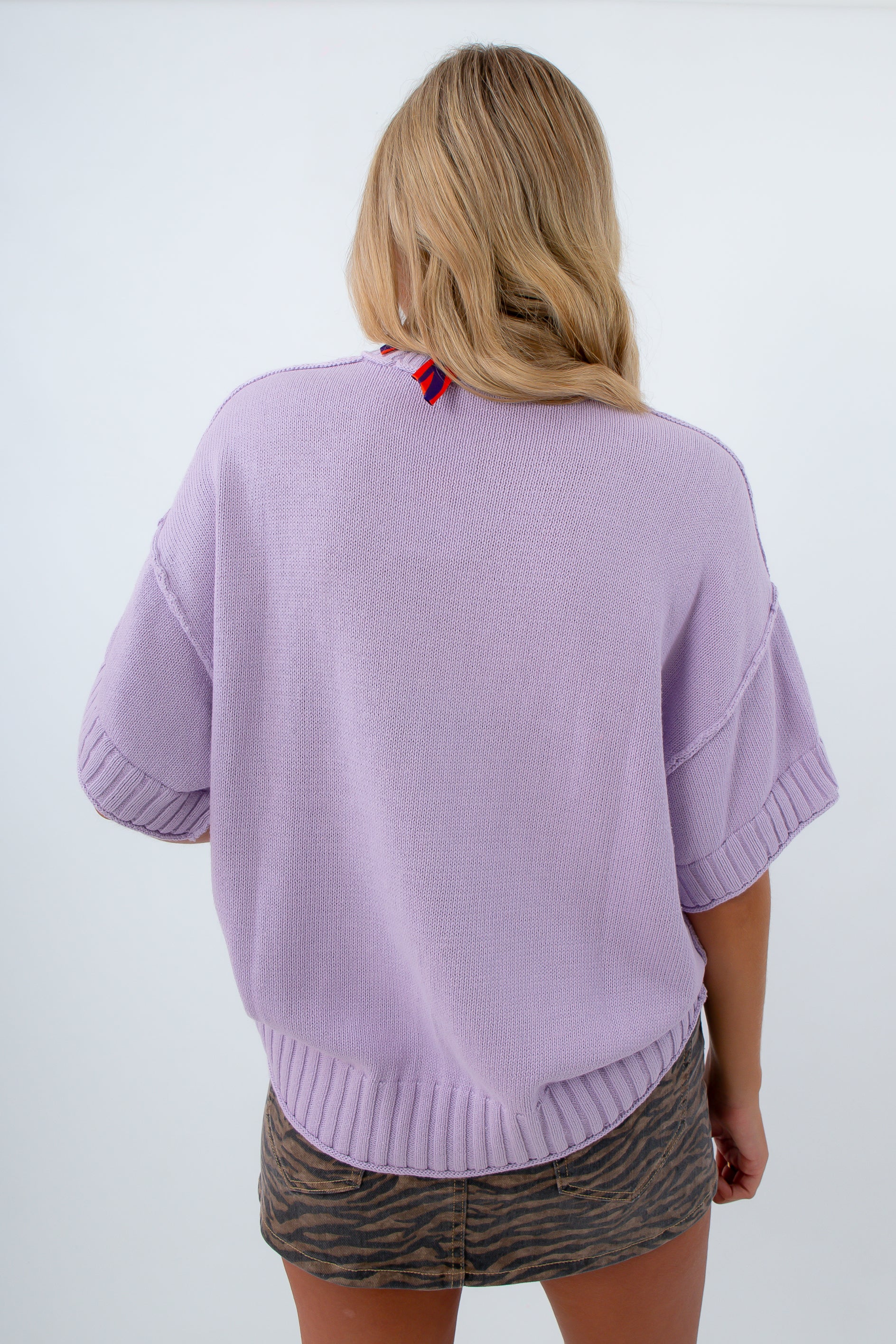 Purple short sleeve sweater for fall, lavender sweater, LSU game day top, ECU game day outfit