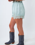 Can't Go Wrong Mint Lace Trim Shorts