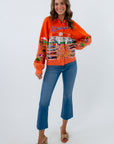 Clemson gameday apparel, clemson button up cardigan, clemson sequin cardigan, clemson sequin top