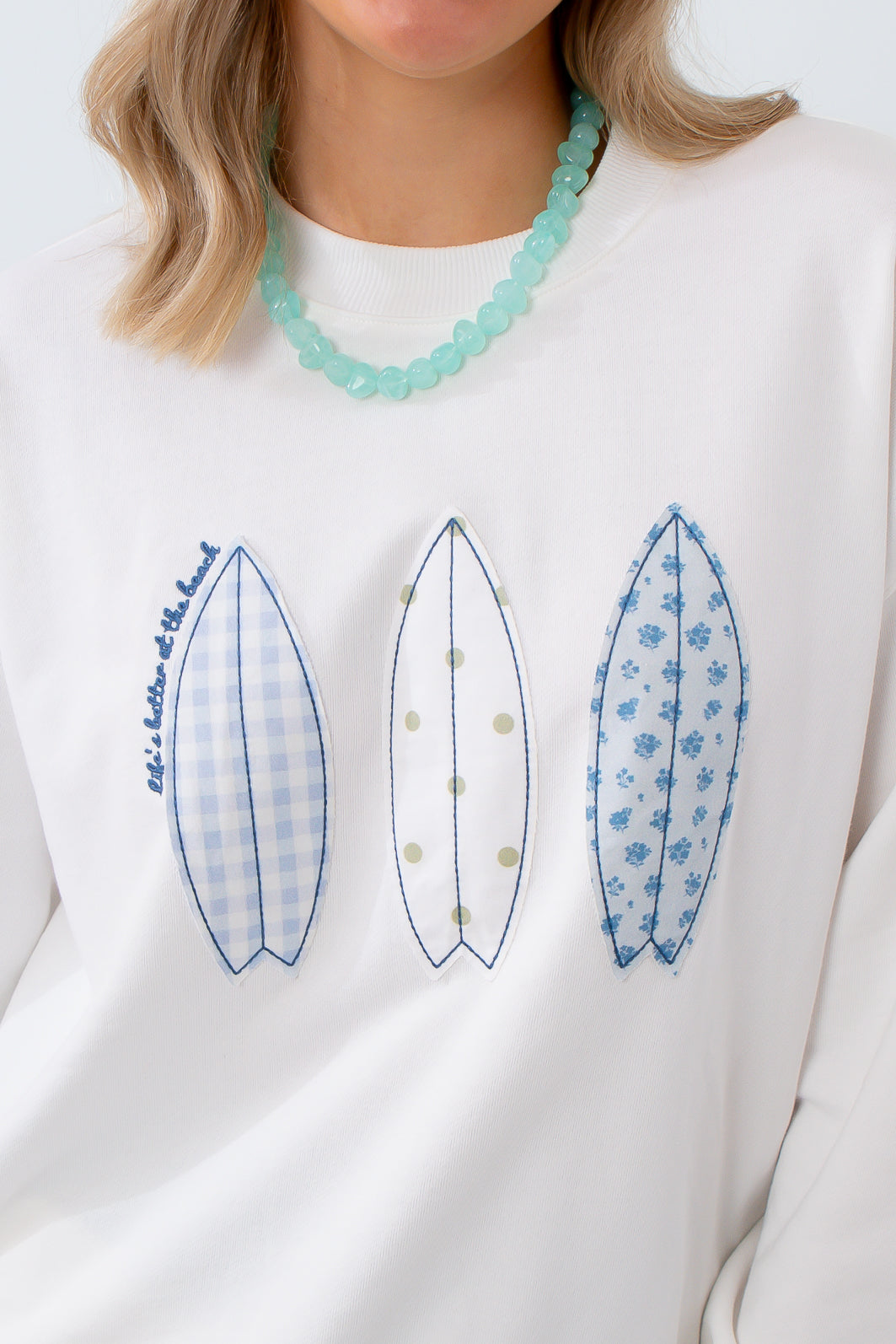 Beach Bum Surfboard Patch Graphic Sweatshirt