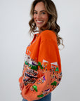 Licensed Clemson Tiger sequin cardigan, orange clemson game day outfit, orange clemson jacket, sequin clemson sweater