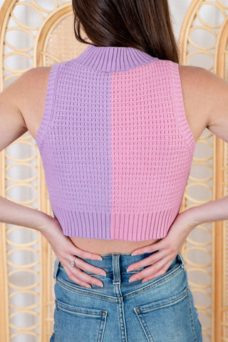 Meant to be Mod Pink Color Block Top Sweater Vest-Storia-L. Mae Boutique