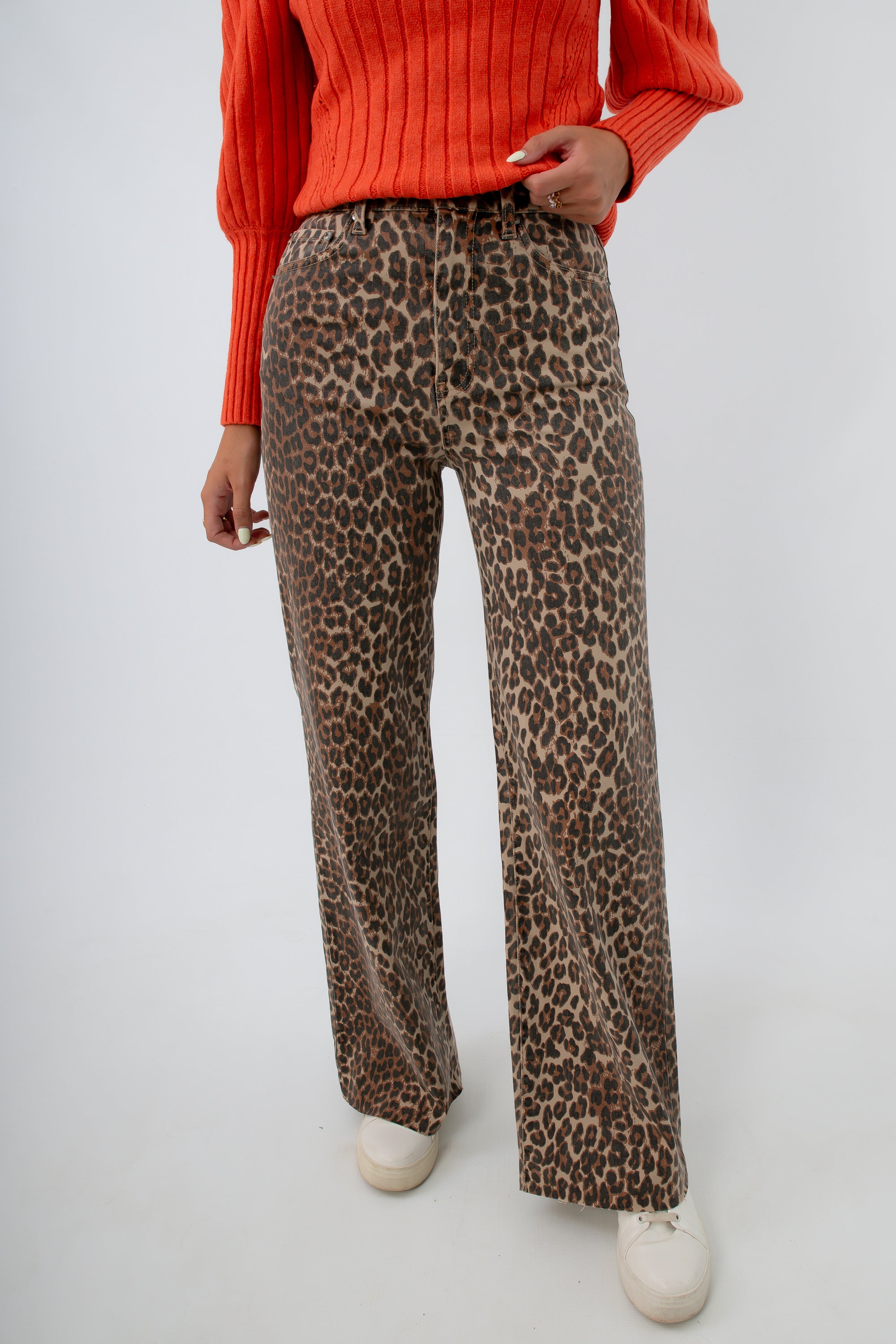 Vintage inspired animal print jeans, leopard print jeans, cheetah print jeans, cheetah wide leg jeans