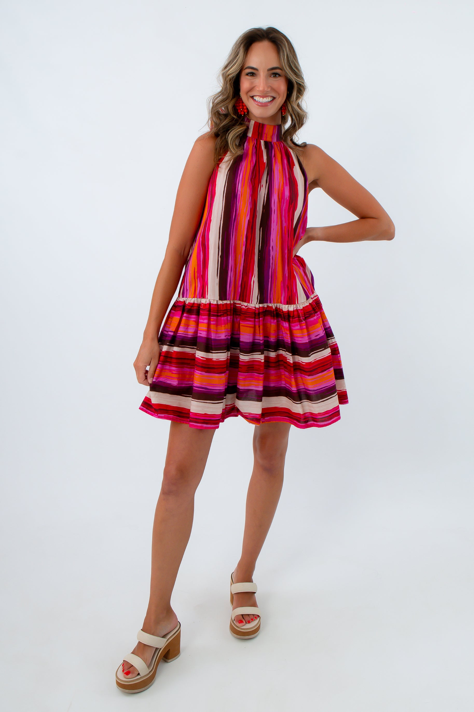 September Sunset Multicolor Halter Dress