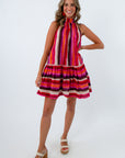 September Sunset Multicolor Halter Dress