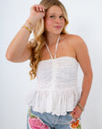 Crisp White Eyelet Halter Top