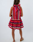 Vibrant gameday dress with pockets, colorful mini dress with pockets, colorful halter dress