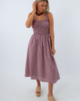 Frankie Maroon Gingham Maxi Dress