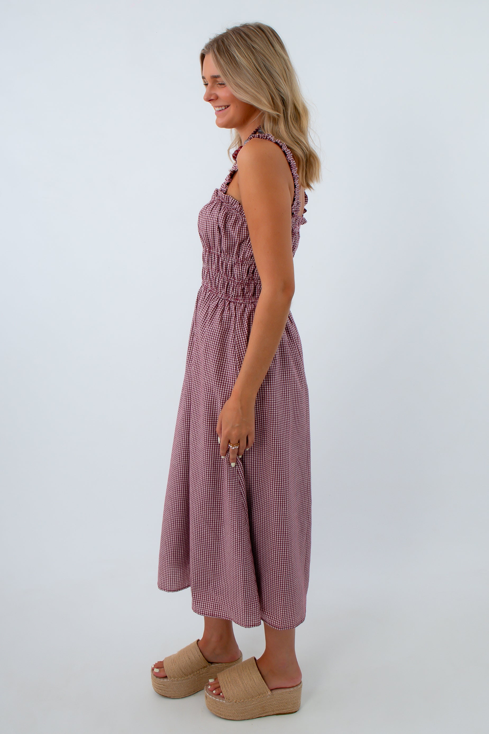 Alabama gameday maroon dress, Alabama game day gingham dress, USC game day gingham dress
