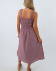 Sleeveless gingham maxi dress, burgundy maxi dress, maroon gingham dress