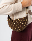 Brown Studded Shoulder Bag