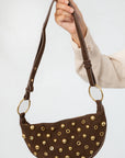 Brown Studded Shoulder Bag