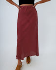 MinkPink Wine Stripe Bleeker Bias Midi Skirt