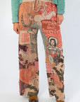 Close-up of Ori Howdy Drawstring Pants featuring bold western graphics, elastic waistband, and relaxed fit for casual wear.
