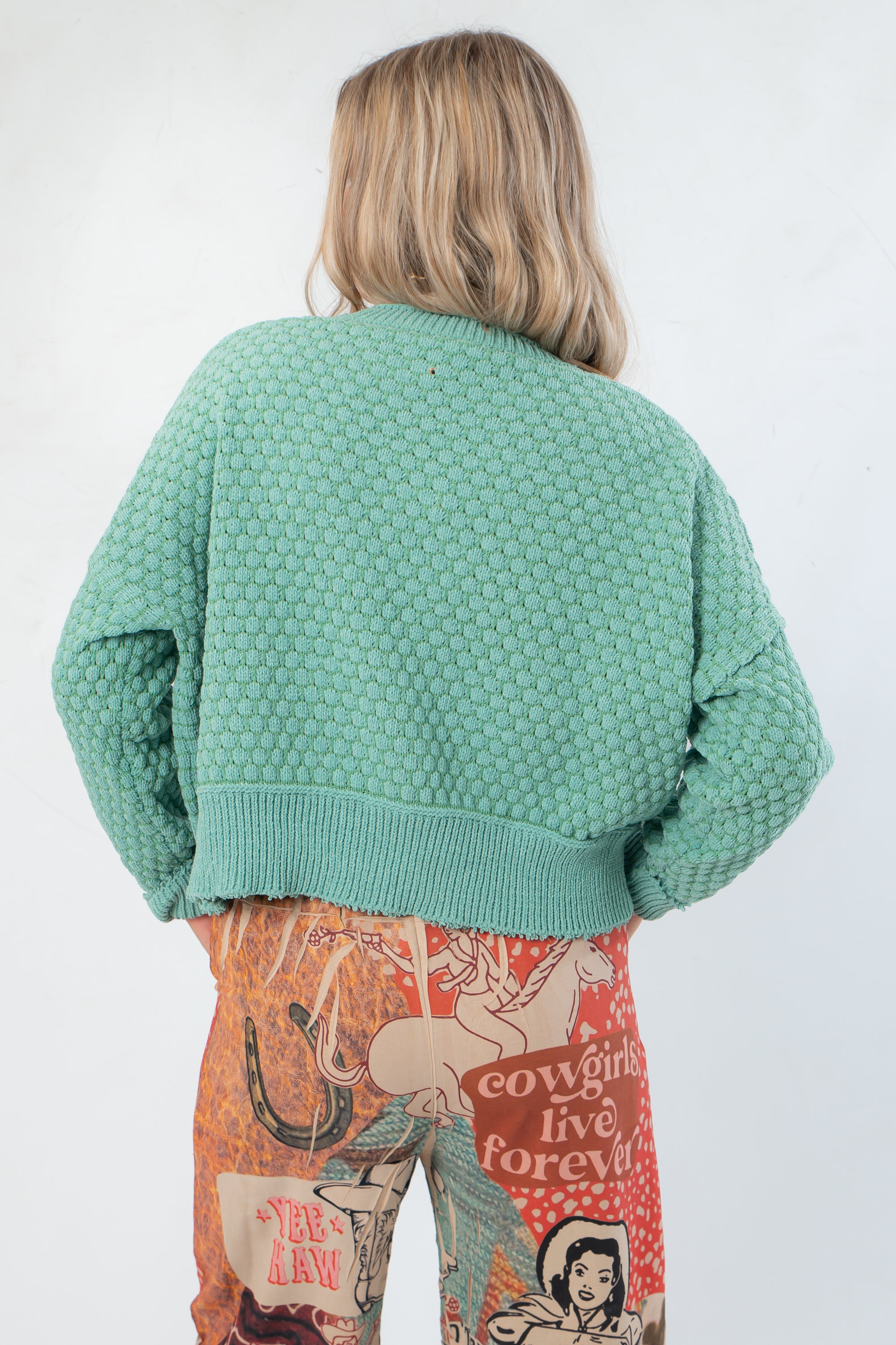Out Of Range Pistachio Textured Sweater
