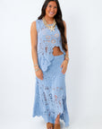 asymmetrical crochet two piece outfit for summer