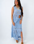 Calypso Sky Blue Asymmetrical Crochet Set
