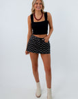 Sierra Black Washed Polka Dot Mini Skort