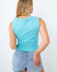 Polly Turquoise Wrap Sleeveless Top